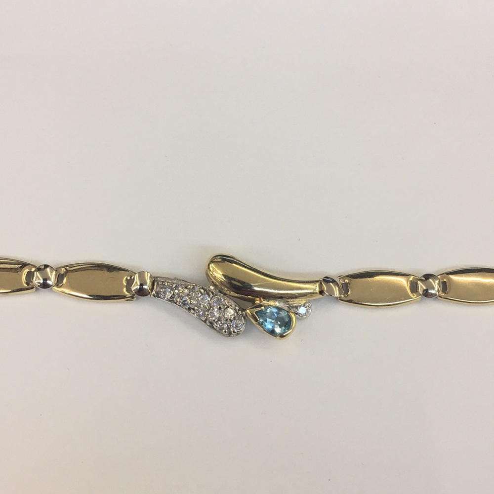 18k Two Tone Gold Bracelet With Cz/Color 💎 - Picture 2 of 5